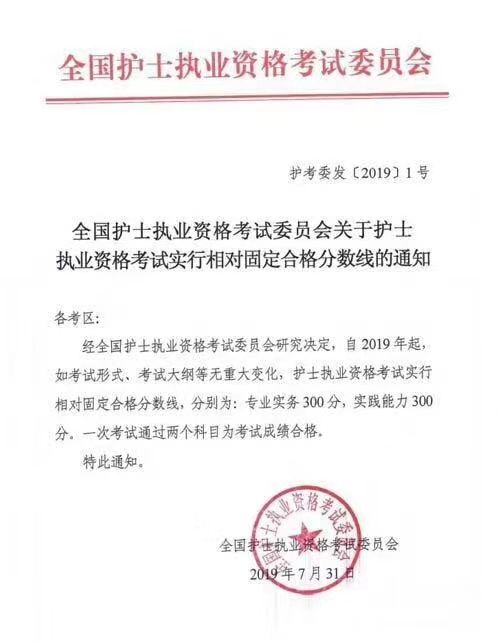 同仁：全国护士执业资格考试实行相对固定合格分数线300分